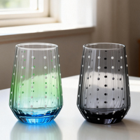 Verres à eau en verre coloré à pois blancs de style européen, logo personnalisé, vente en gros d'usine Samyo, pour hôtel, restaurant