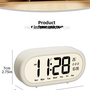 Reloj <span class=keywords><strong>Despertador</strong></span> para Dormitorio de Estudiantes y Niños con Termómetro, Multifuncional, Pantalla LCD, Luz Nocturna de Escritorio, Funciona con Batería - Product Image 5