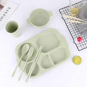 Ensemble de 6 assiettes colorées pour adultes, compatibles micro-ondes, réutilisables, en paille de blé - Product Image 2