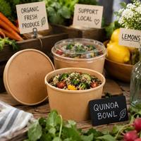 Ensemble de contenants alimentaires jetables ronds en kraft, boîte à salade avec couvercles