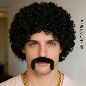 <span class=keywords><strong>Perruque</strong></span> Afro Homme Africain Style Européen et Américain, Boucles Courtes Rétro Années <span class=keywords><strong>70</strong></span>, Cheveux Synthétiques Haute Température, Best-seller Transfrontalier - Product Image 4