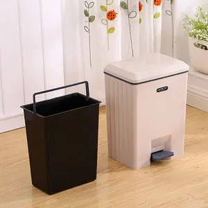 Rectangular Pedal Trash Can Plastic Dustbins Kitchen Rubbish Garbage Foot Operated Waste Bin