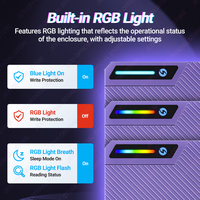 Boîtier SSD M.2 RGB ultra fin JEYI USB3.2 Gen2 10 Gbps haute vitesse en aluminium avec garantie d'un an certifié 2280 NVMe/SATA