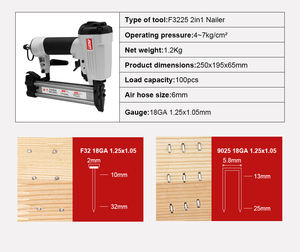 Пневматический степлер-гвоздезабиватель 2-в-1 F3225, 18GA, для скрепления каркасов, портативный комбинированный пистолет для отделочных работ и обивки - Product Image 2