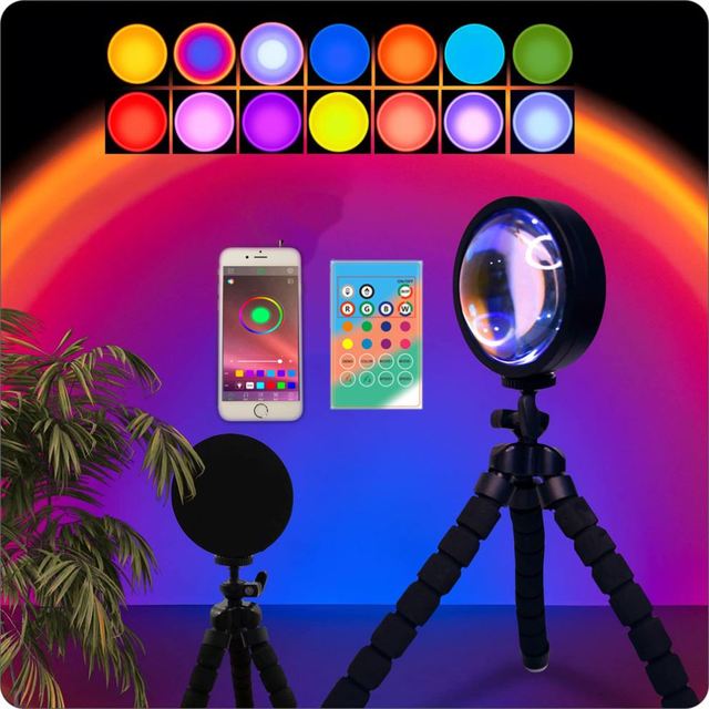 Mini USB Sunset Lamp LED Rainbow Projector Night Light Sun Projection Desk Lamp for Bedroom Bar Coffee Store Wall Decor Lighting