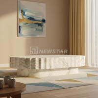 Table basse ovale moderne en marbre italien Calacatta blanc, table basse de salon