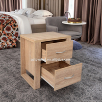 Table de chevet moderne convertible à 2 tiroirs en bois écologique avec poignée, idéale pour appartement, pour salon, facile à assembler
