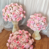 FB-PK02 Boule de fleurs artificielles en plastique rose moderne Bloom Floral, élégante pour les centres de table de mariage, décoration romantique pour les fêtes