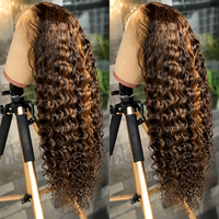 Peluca frontal de encaje HD 13x4 13x6 al por mayor con reflejos # Pelucas de Cabello Humano Brasileño Virgen con Cutícula Alineada, Color Marrón/Rubio 4/27