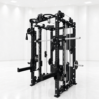 Station multifonctionnelle avec barre de traction, rameur, rack de musculation et machine à câble Smith