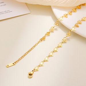 Bracciali all'ingrosso di vari stili: <span class=keywords><strong>Bracciale</strong></span> a catena a serpente con ciondolo a cuore placcato oro 18K e Bracciali a catena a maglia box regolabili in acciaio inossidabile - Product Image 6