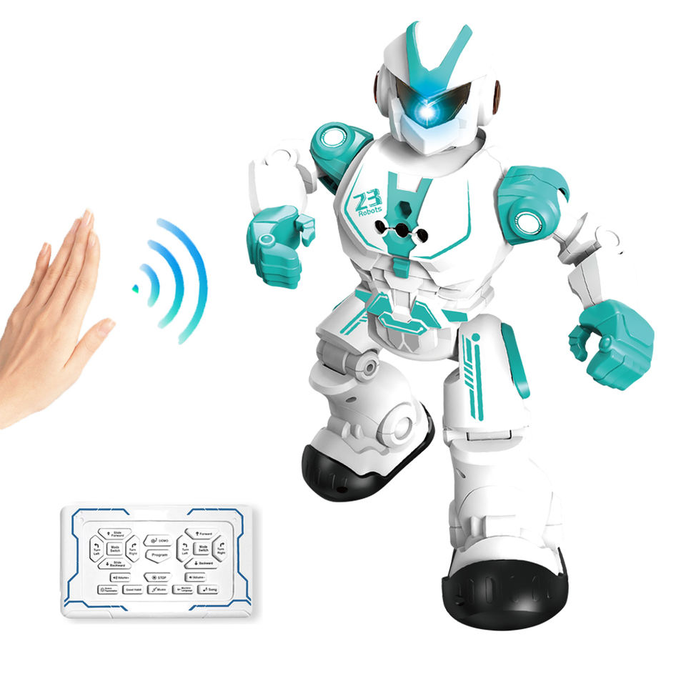 Robot Dinosaure Télécommandé Géant 66 Cm - Cyber Velociraptor Programmable - Marche, Parle, Danse, Tire Fléchettes - Cadeau Technologique Enfants