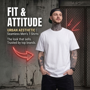Camisetas sin costuras para hombre, camisetas premium de algodón de fibra larga, ropa urbana unisex, corte regular, camisetas básicas lisas. - Product Image 2