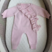 Adorable Combinaison Kimono à Volants et Jambes Longues 100% Coton avec Nœud Latéral pour Bébé Fille, Cadeau de Naissance, Tenue à Manches Longues Personnalisable