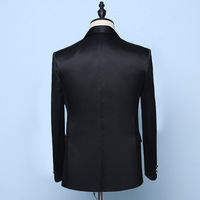 Costume Homme 2 Pièces Personnalisable en Gros, Coupe Slim, Paillettes Brillantes, Smoking à Un Bouton, Ensemble Veste et Pantalon Noirs à Paillettes