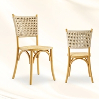 Chaise de salle à manger en bois tressé à la main, style Wabi-Sabi, chaise en bois massif pour restaurant et hôtel soucieux de l'environnement