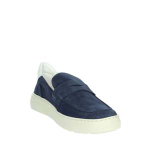 Mocassins pour homme en daim bleu marine avec semelle blanche, chaussures décontractées - Product Image 5