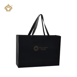 Custom Printed Black Paper Packaging Luxury Shopping Gift Bag With Handle