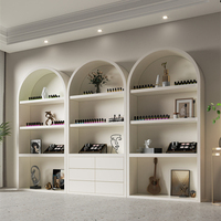 Vitrina Moderna y Elegante para Exhibición de Productos de Uñas, Zapatos y Bolsos, para Salones, Dormitorios y Uso en Hoteles, con Panel, Gabinete e Iluminación