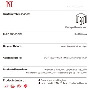 Cabine de <span class=keywords><strong>douche</strong></span> coulissante moderne sur mesure en verre trempé transparent étanche avec receveur en acrylique pour appartement, hôtel, salle de sport - Product Image 3