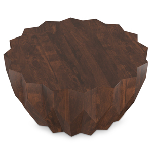 Modern Durable Decorative Wide <b>Solid</b> Mango <b>Wood</b> Coffee Table in Walnut - Product Image 1