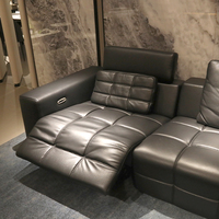 Fabricante moderno seccional grande negro eléctrico cubierta de cuero de lujo poder sofá reclner