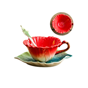 High Quality Modern Irregular Shape Colorful Enamel Porcelain <b>Teacup</b> and Saucer <b>Set</b> Eco-Friendly 180ml Capacity for Presents - Product Image 1