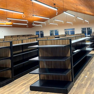 Highbright <strong>Customized</strong> Size Layout Supermarket <strong>Design</strong> Heavy Duty Wood Metal Freestanding Display Stand Back Gondola <strong>Shelves</strong> - Product Image 1