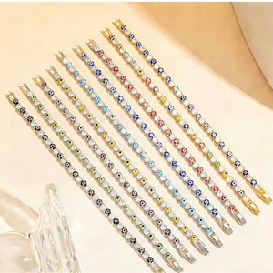 Bracelet carré unisexe en zircon coloré de style européen, bijou fantaisie en alliage de zinc avec serti en canal, design géométrique, idéal comme cadeau - Product Image 2