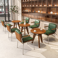 Meubles de café commerciaux, table ronde de salle à manger, ensemble de fauteuils en cuir PU pour restaurant, salon de thé, bistrot