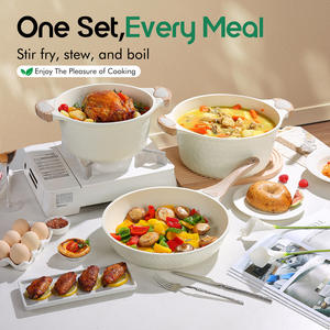 10-teiliges modernes Design Keramik glasur Antihaft-Küchen geschirrset für Gas inklusive Spiral-Wok-Suppen topf Milch topf Custom - Product Image 4