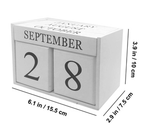 Bloques de escritorio de madera hechos a mano calendario perpetuo para decoración de la oficina en el hogar - Product Image 4