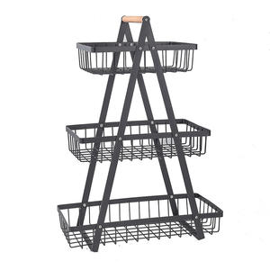 Étagère de rangement de cuisine en acier inoxydable, panier en maille à trois niveaux pour fruits et collations, design rectangulaire durable - Product Image 5