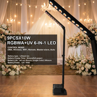 Projecteur PAR LED professionnel 9x10W RGBWA UV sans fil, alimenté par batterie, DMX, portable pour la production d'événements