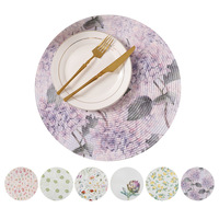 Nouveau Set de Table Rond en PP Imprimé Style Printanier, Fin, Luxueux, Isolant Thermique, Motifs Personnalisables
