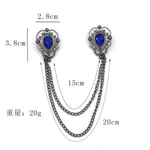 Elegante Imitação Pérola Azul Strass Em camadas Tassel Cadeia Gota Dangling Gravata Gravata Xaile Camisola Xaile Cadeia Clipes - Product Image 6