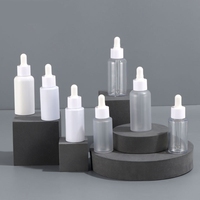 Flacon compte-gouttes rond en plastique dépoli de 30 ml/60 ml pour sérum démaquillant cosmétique transparent