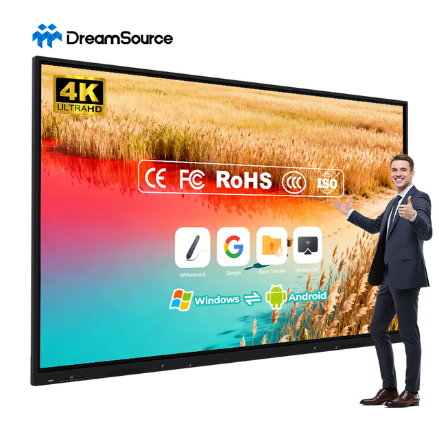 OEM 55/65/75/85/86/98/100/110 Inch 4K UHD Interactive Flat Panel 20-Point Touch Screen Electronic Whiteboard 48MP Camera for