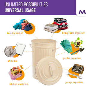 ถังขยะมีฝาปิดและมือจับถังเก็บขยะเหล็กแผ่นวินเทจ32ลิตรย้อนยุคถังขยะสำหรับสวนสาธารณะ - Product Image 6