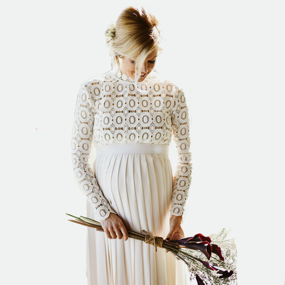 strapless open back dress Cream Pleated V-Neck Puff Sleeve Big Swing Boho Maternity Maxi Dress   Bumplook