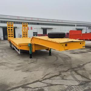 مقطورة شاحنة ذات سطح منخفض للخدمة الشاقة بمحورين أو ثلاثة محاور، حمولة 50-60 طن، جديدة تمامًا لنقل آلات البناء - Product Image 4