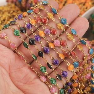 Cadena de Esmalte Brillante de Acero Inoxidable Estilo Vintage Chapado en Oro de 18K, <span class=keywords><strong>Accesorios</strong></span> de Joyería Artesanal, Cadena de Esmalte <span class=keywords><strong>Permanente</strong></span> a Granel - Product Image 2