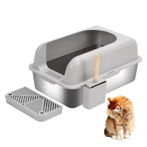 Exterior grande mejor casa portátil de acero inoxidable Pmself limpieza lavable portátil reutilizable inodoro caja de arena para gatos - Product Image 1