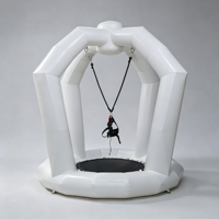 Trampolin Bungee Tiup PVC Komersial Luar Ruangan Putih untuk Anak-anak dan Dewasa, Permainan Lompat Bungee Tunggal