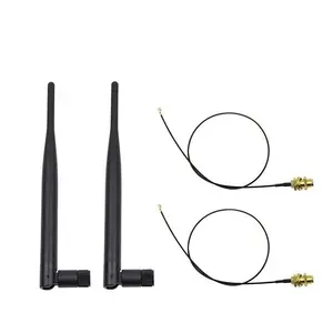 2 Pcs 2.4GHz 5GHz双频带倾斜橡皮鸭WIFI天线尾纤电缆天线带IPEX