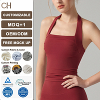 Haut de yoga sans manches en tricot pour femme, brassière de sport antichoc anti-affaissement, dos nageur, une pièce, pour la course et le fitness, coupe ajustée unie