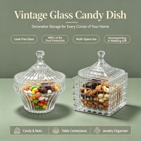 Pot à bonbons en verre transparent en gros avec couvercle en verre, pot de rangement côtelé de type apothicaire pour café, restauration hôtelière et présentation en magasin