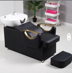 High End Portable Shampoo Chair Hair Salon Use Fiberglass Basin Semi-Reclining Flushing <b>Bed</b> Water <b>Heater</b> Modern Design - Product Image 1