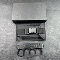 Couteau pliant d'extérieur à poignée en alliage de zinc avec anneau de préhension, lame droite, protège-doigts de boxe, accessoires et outils de quincaillerie