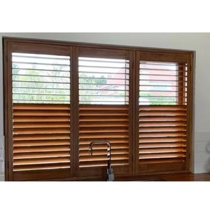 Màu gỗ cửa trượt có thể điều chỉnh louver rèm cửa sổ trồng Shades cửa chớp - Product Image 5